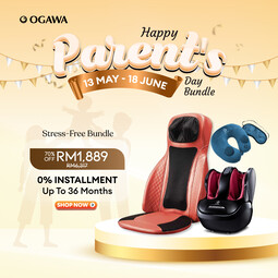 OGAWA Parent's Stress-Free Bundle EliteX 3D Foot Reflexology/Foot Massager + Estilo Prime Plus Mobile Seat Massager + Tinkle-X Music Vibration Massage Pillow and Sleep Eye Mask*